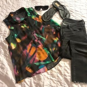 Shear multi-colored blouse